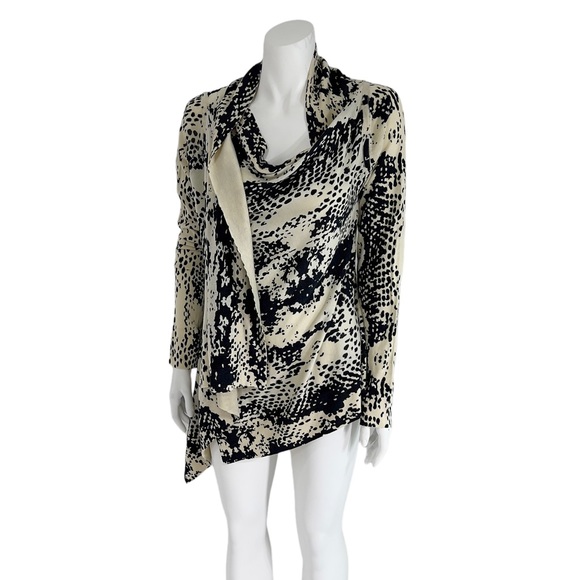 LINE the label Silk Knit Cardigan Sweater Shawl Cream & Black size XS - Picture 4 of 13